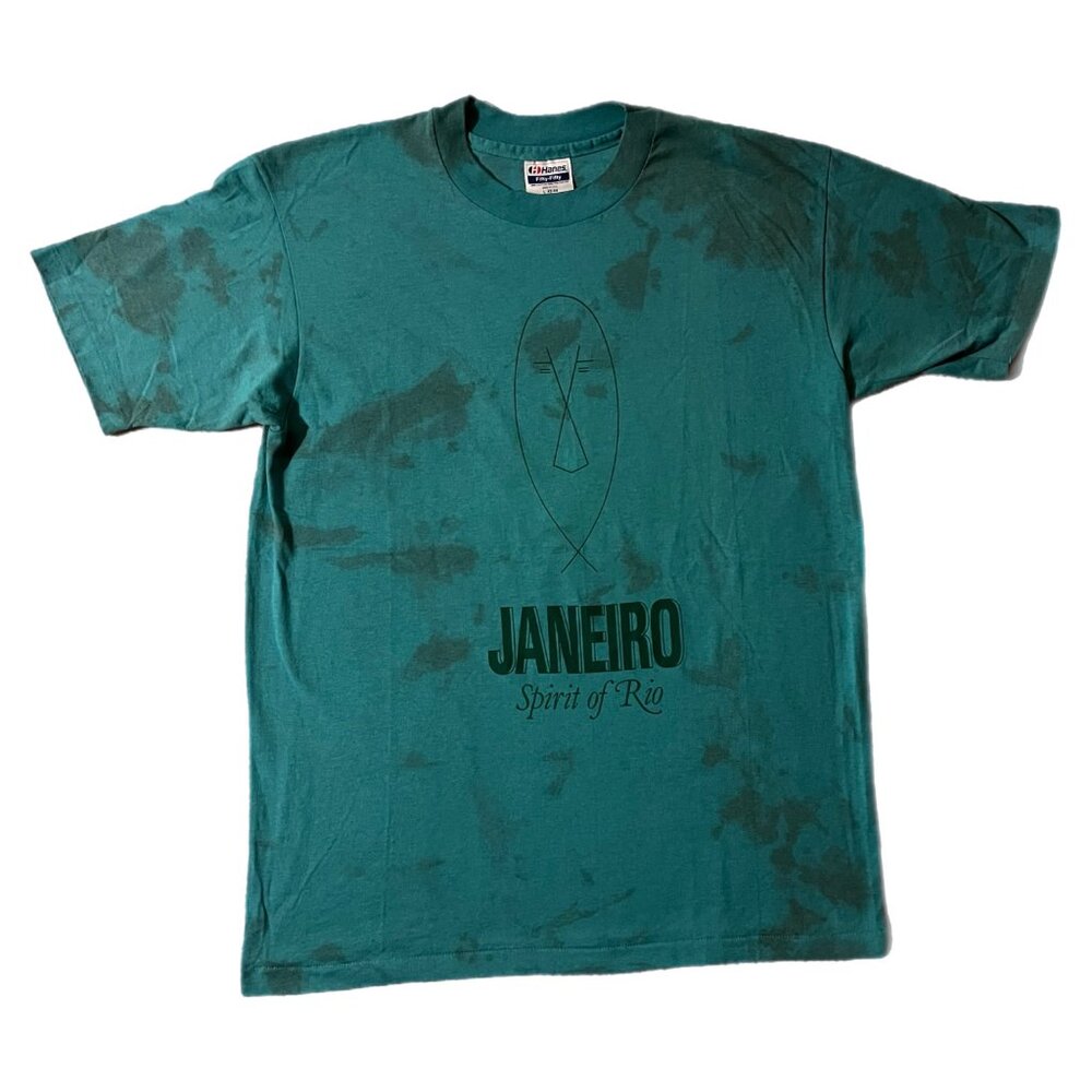 Vintage 80s Janeiro Spirit of Rio Travel Destination Single Stitched Teal Tee L